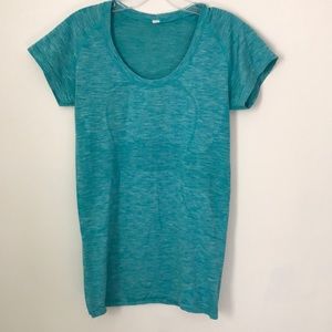Lululemon Run Swiftly Tech Turquoise Green Short Sleeve Top Size 8 EUC